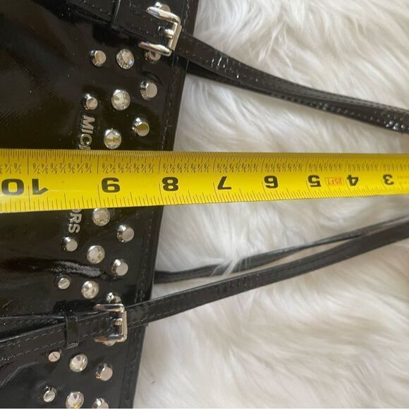 Michael Kors black patent  medium tote with jewels and silver tone studs accents - Picture 7 of 14